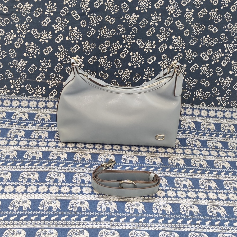 Coach Pale Blue Leather Shoulder Bag - Picture 2 of 12